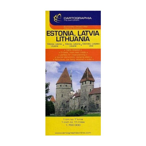 Észtország Lettország, Litvánia autóstérkép 1:700 000