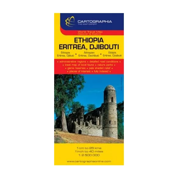 Etiópia, Eritrea, Dzsibuti útitérkép 1:2 500 000