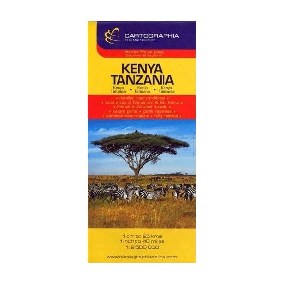 Kenya, Tanzánia útitérkép 1:2500000