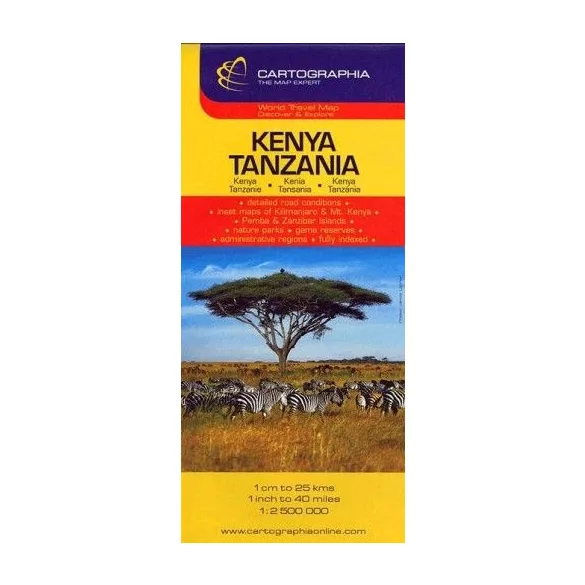 Kenya, Tanzánia útitérkép 1:2500000